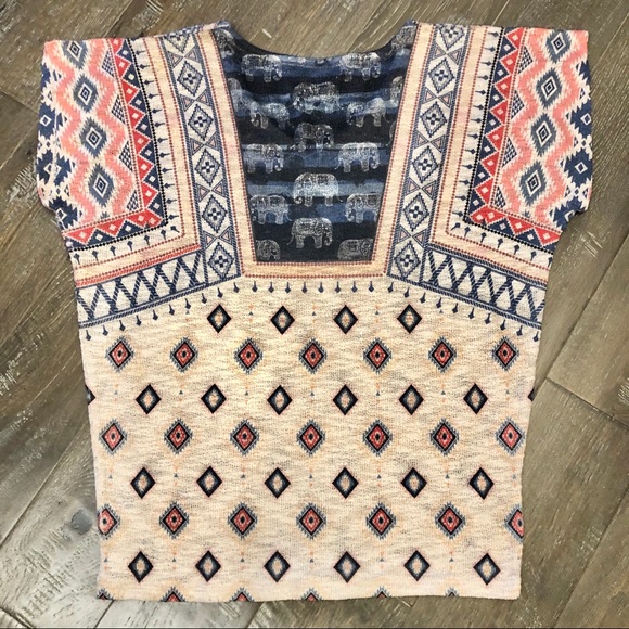 Ginger G Boho Tribal Print Lightweight Sweater LG - Picture 7 of 7